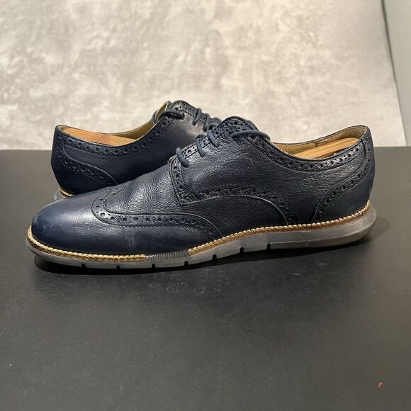 Cole Haan OS Grand Wingtip Oxford Men's 10 Blue C12699 Leather Shoes - Picture 7 of 10